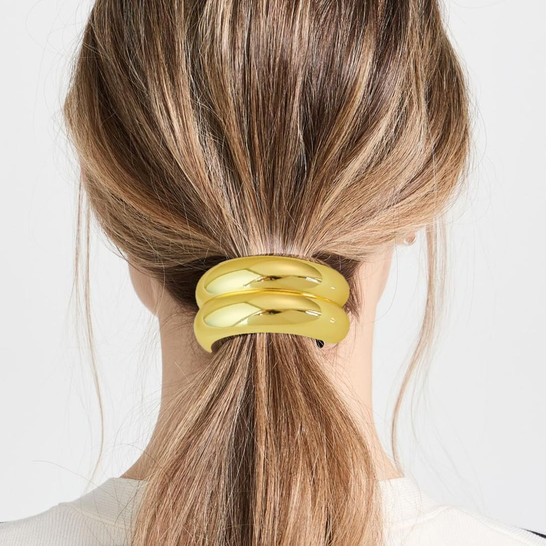 HQRKOTM Pack of 4 Hair Cuffs for Ponytail, Metal Hair Cuff, Hair Scrunchie, Gold for Women and Girls image number 1