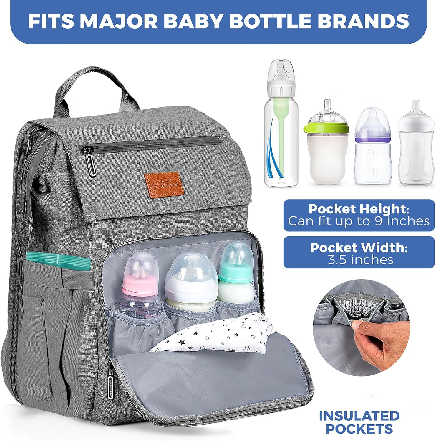 PILLANI Baby Diaper Bag Backpack - Baby Bag for Boys & Girls, Diaper Backpack Baby Registry Search, Newborn Essentials - Blue Dinosaur_Classic image number 7