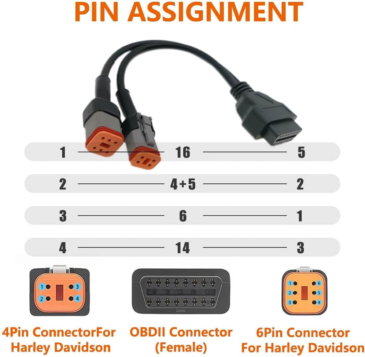 4 Pin 6Pin Obd2 Motorcycle Cable Diagnostic Scanner Adapter 4Pin 6Pin 2 in 1 Motorcycle Cable Fit for Harley Davidson Motorbike 4Pin+6Pin Motorad Connector image number 4