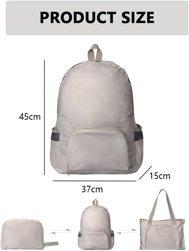 Foldable Travel Backpack, Lightweight Packable Daypack for Hiking, Camping, Outdoor Sports, Water-Resistant Mini Backpack for Men and Women (Khaki) image number 2