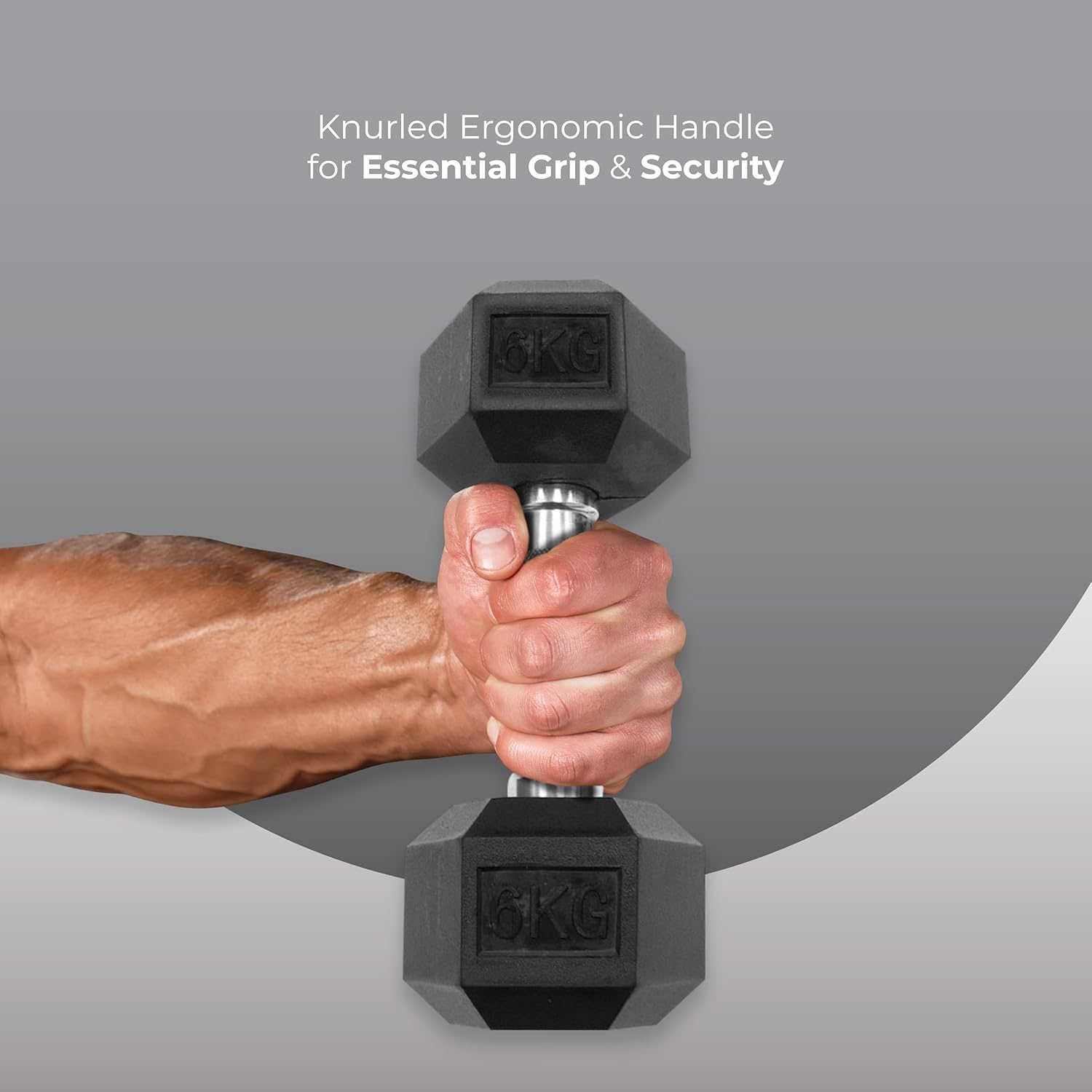 Endless Pair of Hexagon Rubber Coated Dumbbells | Black | Material: Iron and Rubber | Perfect for Bodybuilding, Fitness, Weight Lifting and Training at Home or Gym image number 6