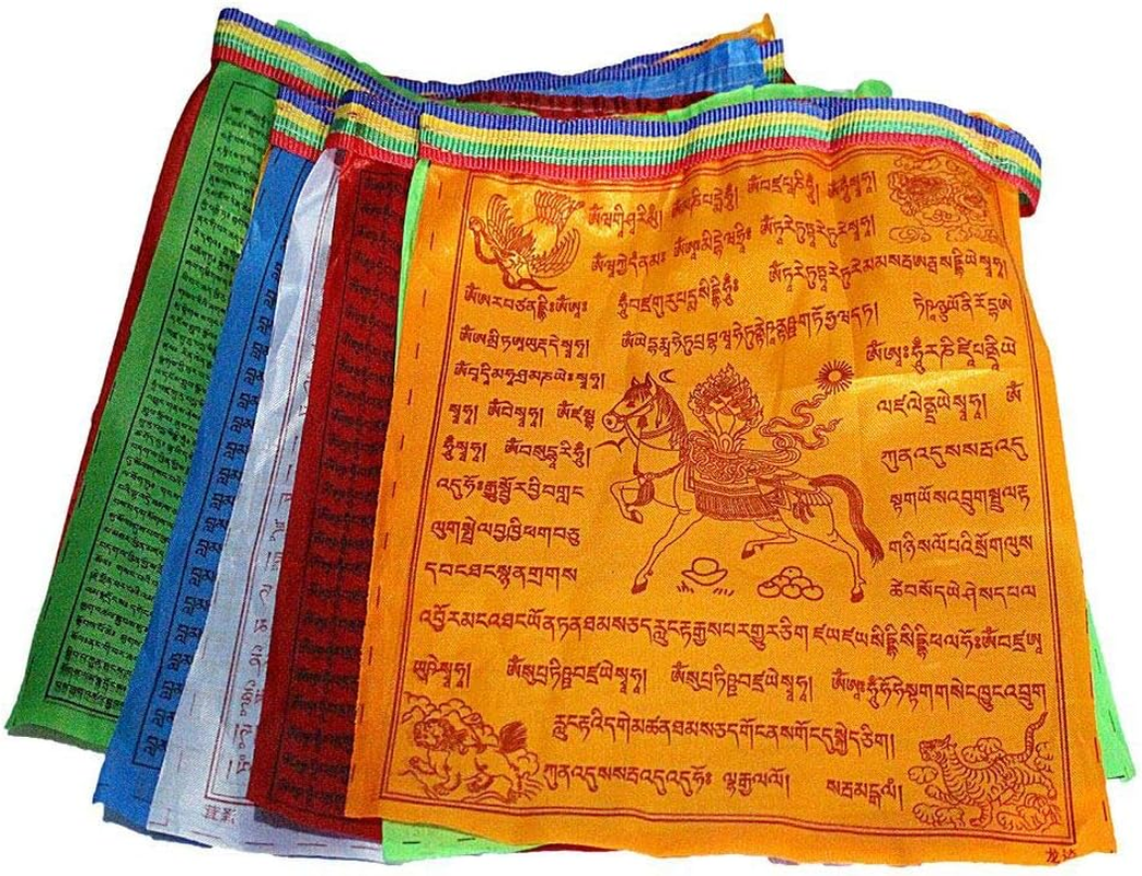 KRISMYA Tibetan Tranquil Prayer Flags-Pack of 100 (10In X 9In) Indoor Outdoor Satin Affirmation Windhorse Prayer Flags image number 6