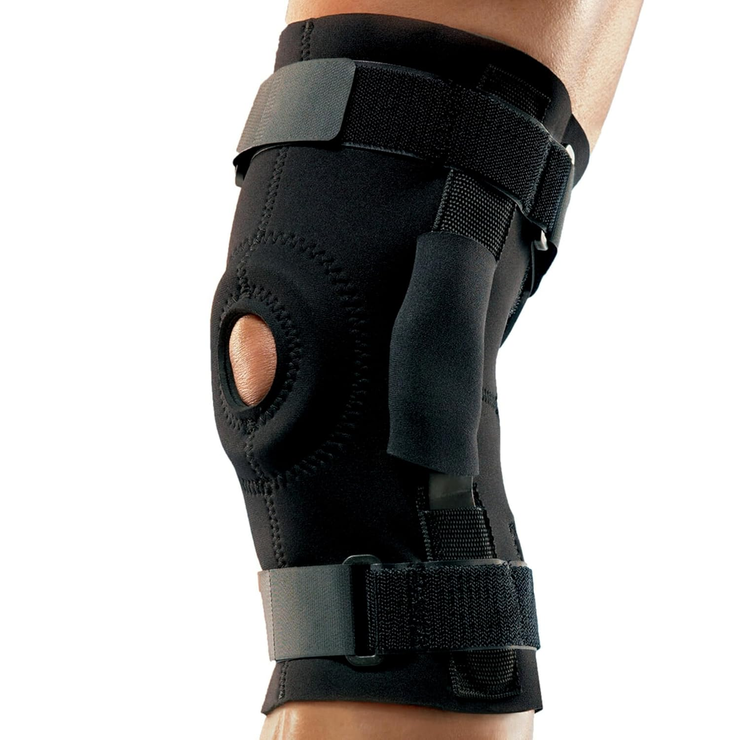 Futuro Cushioned, Stability, Durable, Neoprene-Blend, Adjustable, Soothing Warm Hinged Knee Brace - Black image number 5