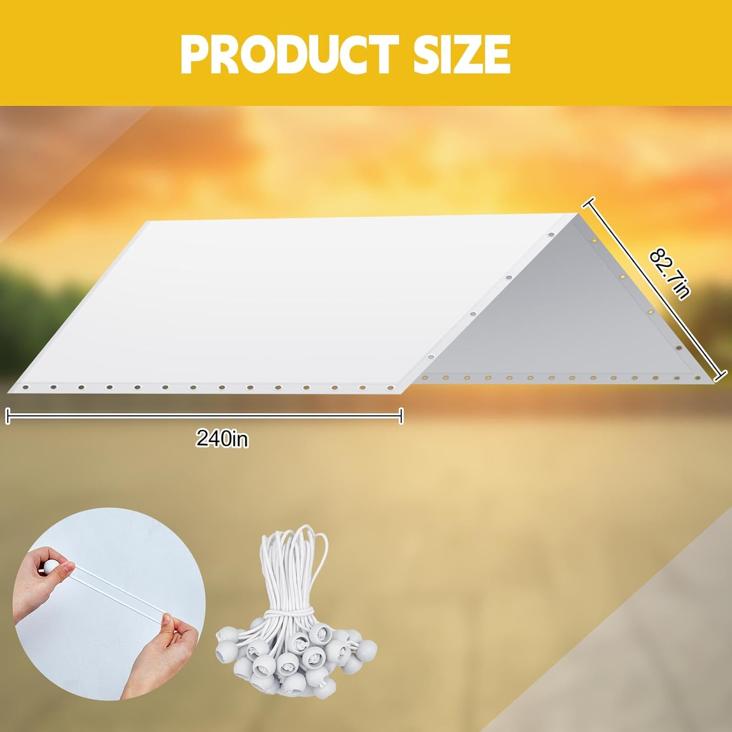 Wesnoy Heavy Duty Carport Canopy Waterproof Canopy Cover Garage Car Shelter Tarp Tent for Car Canopy Replacement Cover with 50 Ball Bungees, Only Top Cover, Frame Is Not Included