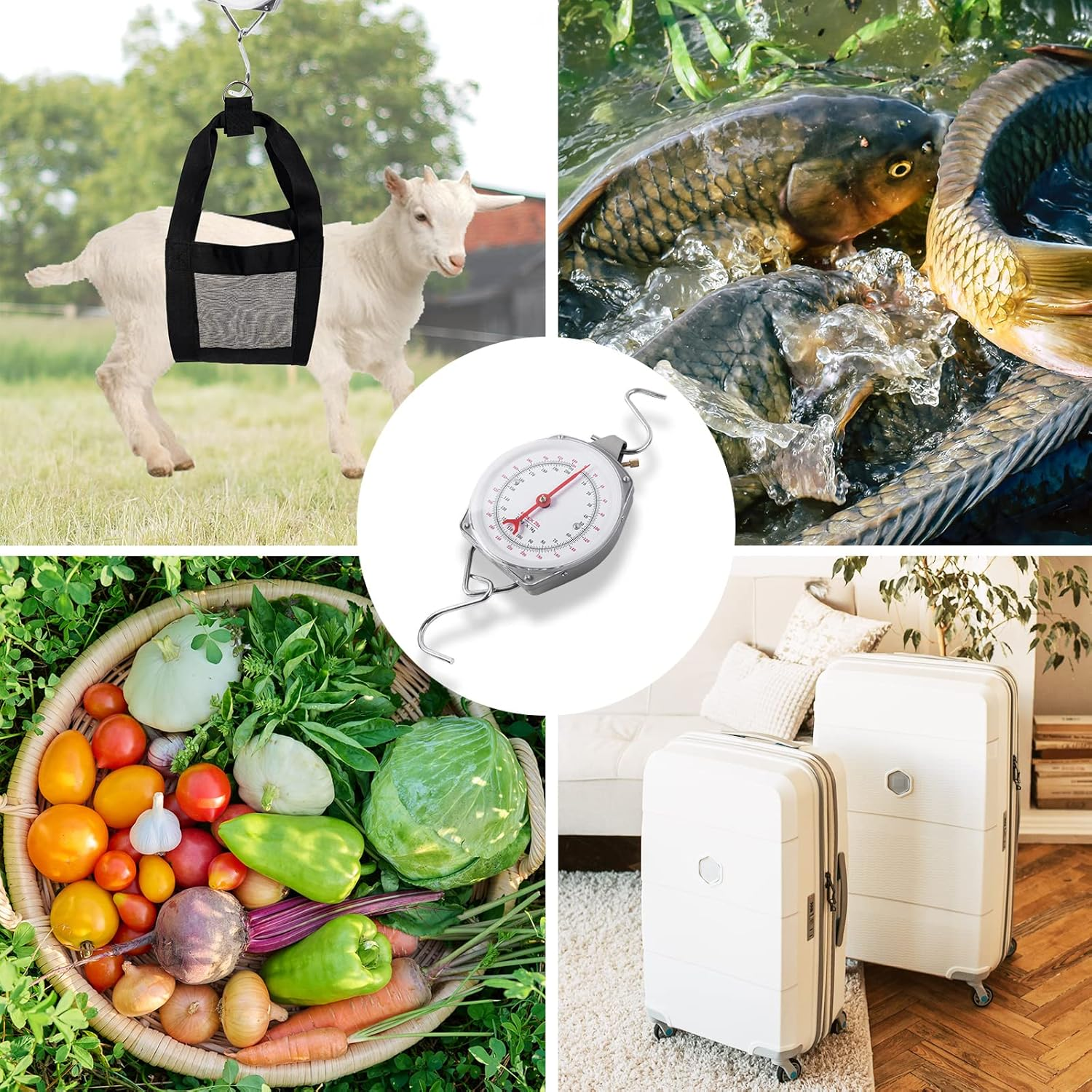 Mechanical Hanging Scales 440Lb/200Kg, Calf Sling and Hanging Weight Scale 2 in 1 Kit, Weighing Sling for Calves Lambs Goats Newborn Livestock Dogs, High Accuracy Spring Dial Weight Scale image number 5