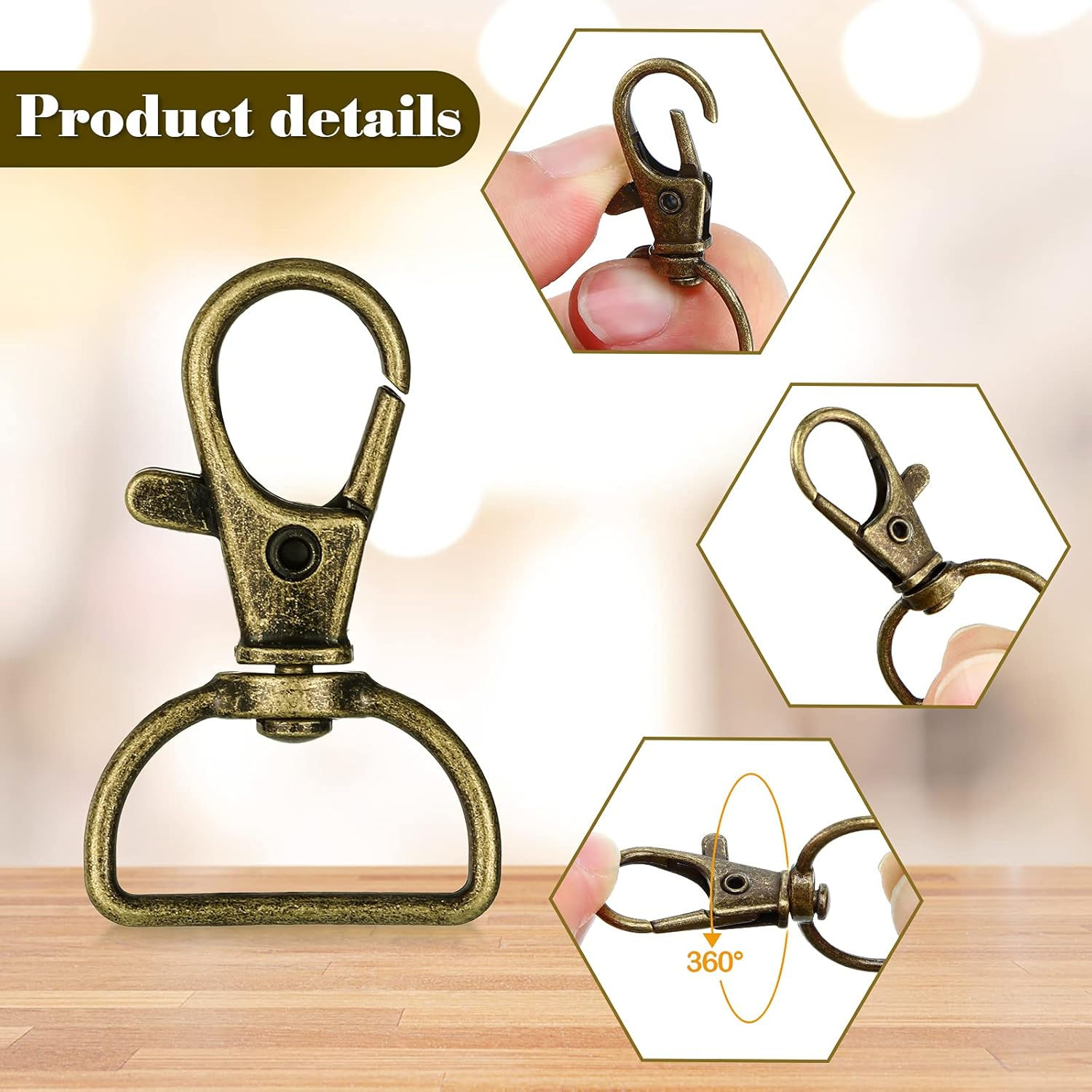 56 Pieces D Rings for Purse Bag Hardware Purse Hardware for Bag Making Buckles Craft (Bronze,25 Mm) image number 1