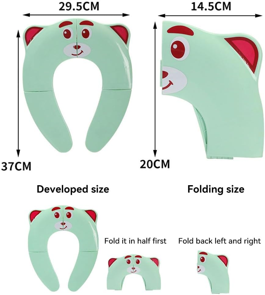 JZS Kids Toilet Seat Cover, Folding Non-Slip Potty Training Seat for Boys and Girls, Travel Portable Reusable Toddlers Toilet Seat Covers Fits round & Oval Toilets(Green) image number 4