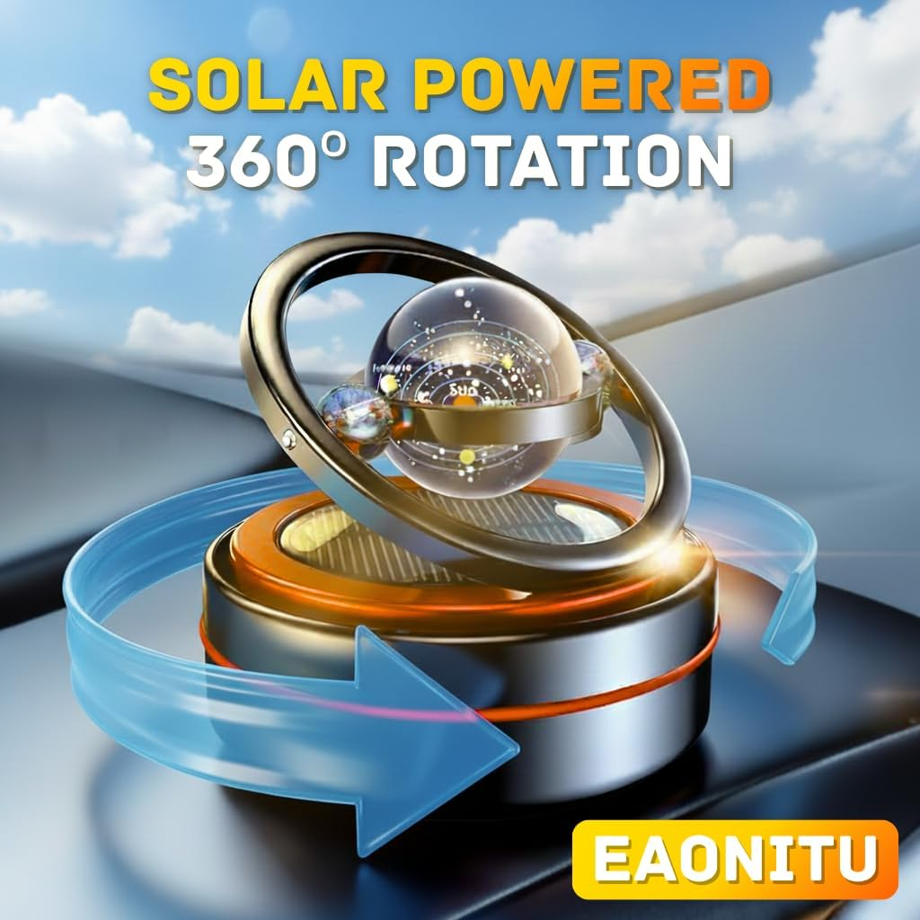 Solar Celestial Fidget Spinner, Lucky Car Decoration, Automatic Sun Powered Home Office & Automotive Accessories, Parents Day Birthday Gift Exchange, Aroma Diffuser Perfume Not Included (Galaxy Red) - Black image number 7