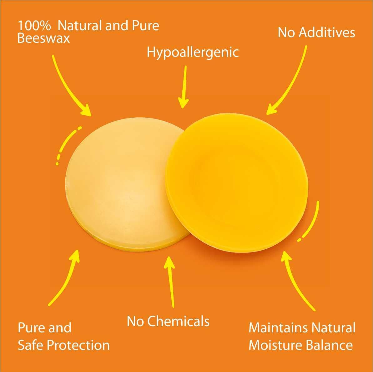 Natural Beeswax Nipple Shields&ndash; Nursing Cups - Nipple Protectors - Safe for Baby and Mom image number 1