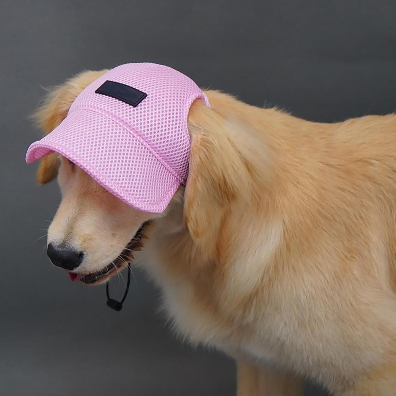 UOSIA Dog Hats for Large Dogs Pet Puppy Visor Hats Adjustable Doggy Summer Beach Hat with Ear Holes and Neck Strap Cute Dog Sunbonnet Headdress for Outdoor Golden Retriever Hat(Pink,Xl) image number 2