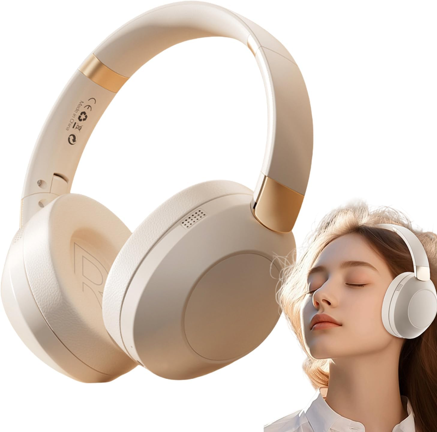 Yjkedfh Wireless Headphones over Ear - High-Fidelity Headset,Headphones over Ear Wireless Stereo Noise Cancelling Foldable Headset for Home Cellphone PC image number 5