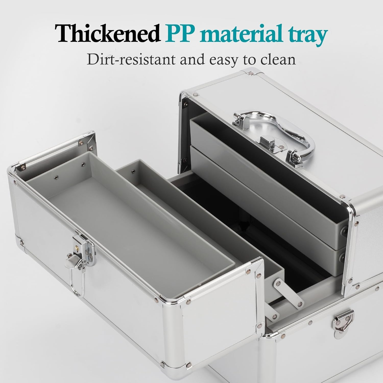 3 Layer Medicine Lock Box Large, Empty First Aid Box with Shoulder Strap and Lock, Portable Medicine Storage Box for Home, Office and Travel, 11.81 X 8.54 X 9.45 Inches