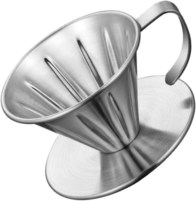 LIFKOME Stainless Steel Coffee Filter Drip Funnel with Handle and Base Reusable Coffee Strainer for Home Brewing and Tea Making image number 3