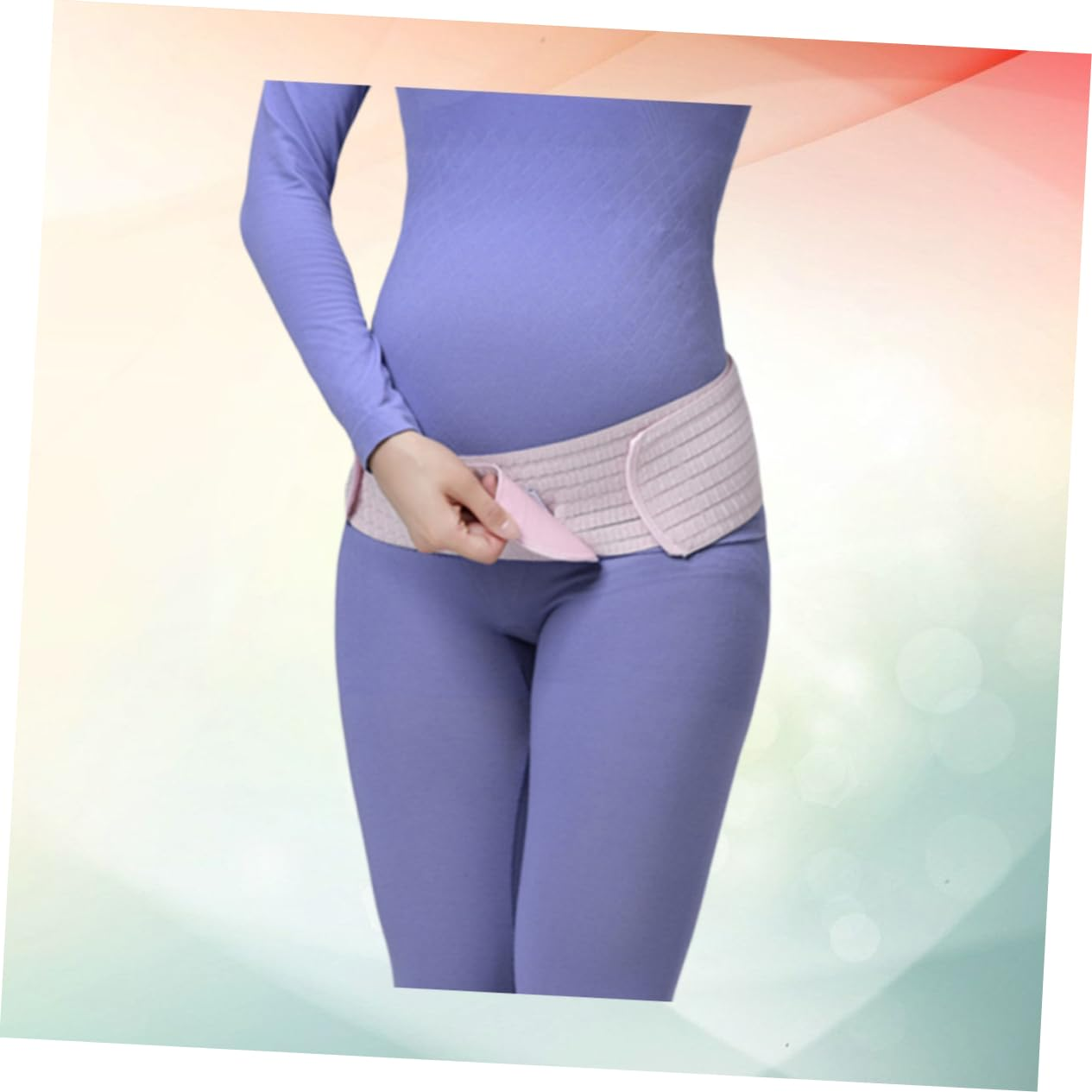 Pregnant Women Breathable Abdominal Support Belt Dual Purpose Postpartum Pelvic Band Adjustable Maternity Belly Band for Back Pain Relief Pink One Size image number 6