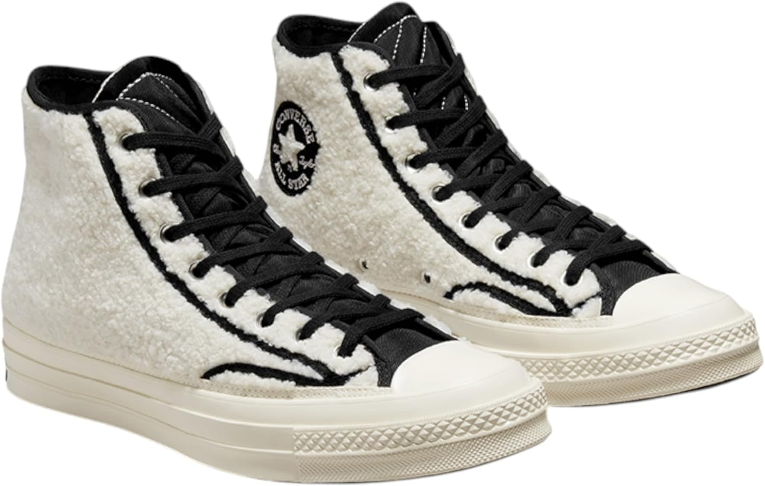 Converse Unisex Chuck 70 Cozy Utility Sherpa High Top Shoe Egret/Black/Egret 11 image number 2