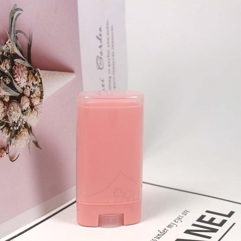 COSIDEA 25 PCS Plastic Empty 15G / 0.5 Oz Travel Size Pink Oval Shaped Lip Balm Tube Mini Deodorant Containers 15Ml Lipstick Tube Twist up Hair Wax Container, Pink, 25Pcs image number 3