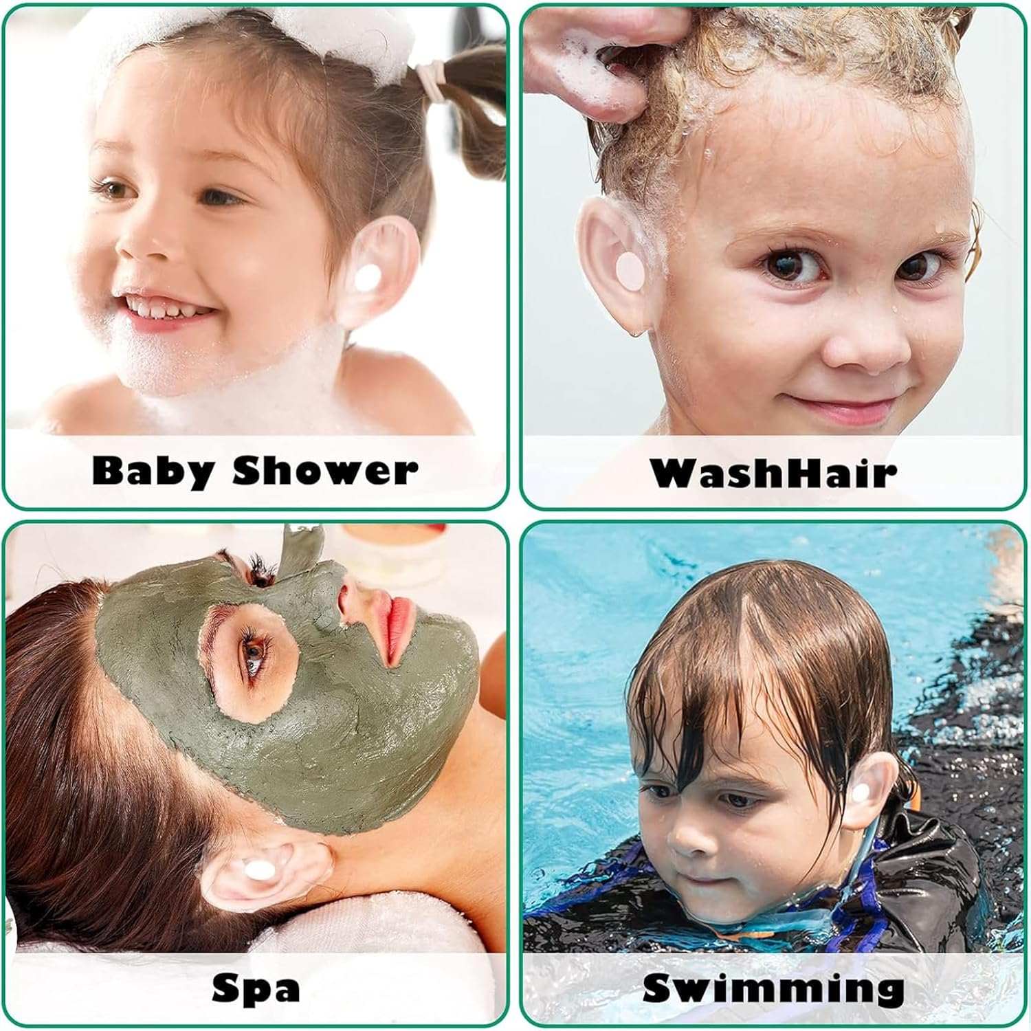 120 Pcs Waterproof Ear Stickers for Babies, Newborn Ear Protection, Hypoallergenic Swimming Ear Plugs for Shower, Surfing & Water Sports, Clear Kids Size Waterproof Protectors image number 1