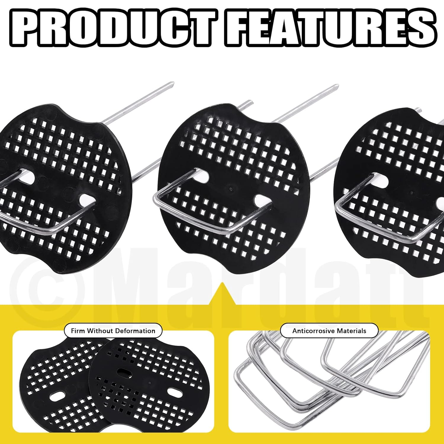 101Pcs 6&rdquo; Garden Staples Gasket Kit with Precision Hook, 11 Gauge Galvanized U Shaped Sod Pins Staples Heavy Duty Ground Cover Stakes for Securing Landscape Fence Fabric Weed Barrier image number 6