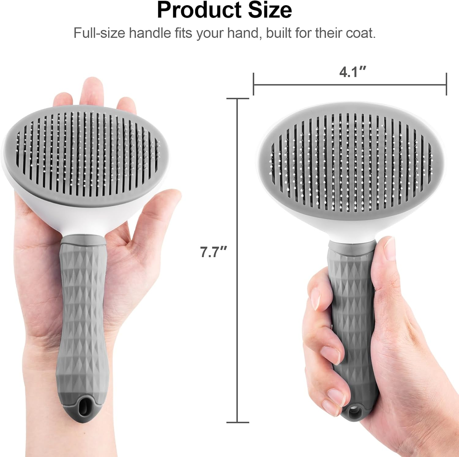 Depets Self Cleaning Slicker Brush, Dog Cat Bunny Pet Grooming Shedding Brush - Easy to Remove Loose Undercoat, Pet Massaging Tool Suitable for Pets with Long or Short Hair Gray image number 2
