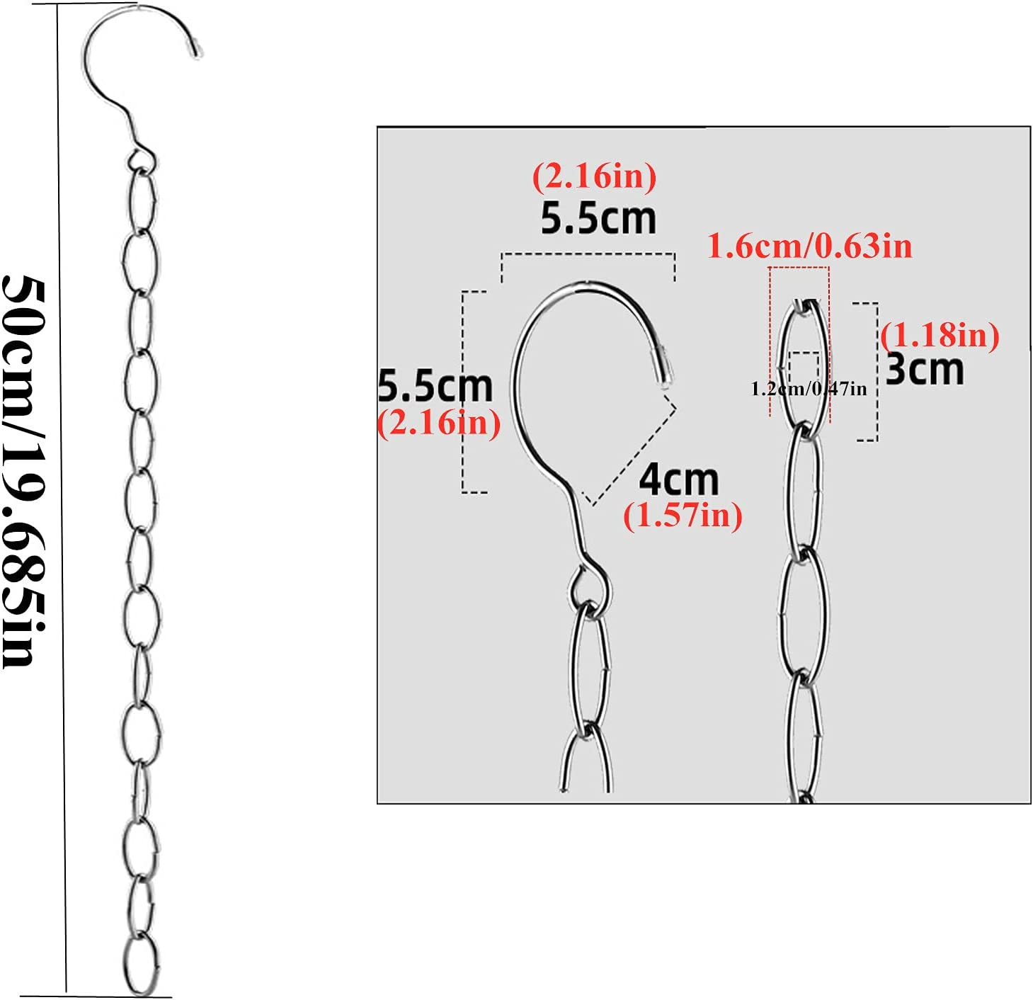 LERTREE 50Cm Space Saving Hanger Chains Stainless Steel Closet Hanger Organizer Magic Chains for Home and Office (4)