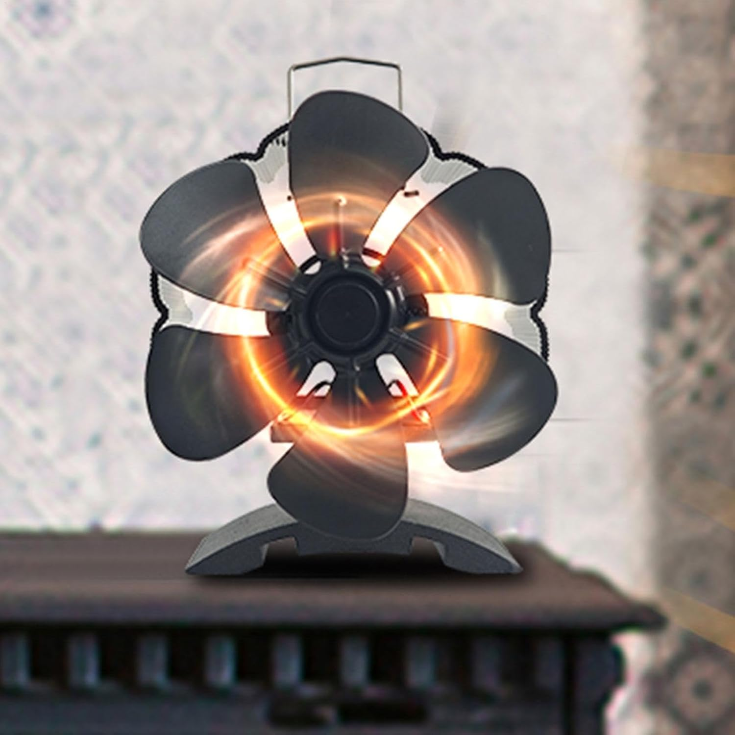 Quiet Fireplace Fan, Non-Electric Heat Powered Fan 11X8X12Cm, Efficient Heat Distribution, Eco-Friendly Design, Black, Wood Stove, and Heating Solution image number 3