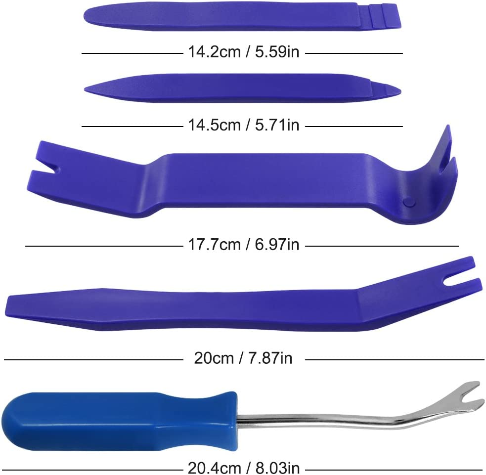 Sourceton Auto Trim Removal Tools Kit Set of 10 Pcs Car Panel Dash Radio Removal Installer Pry Tools Kit Upholstery Removal Kit Fastener Remover Pry Bar Scraper for Door Trim Molding Dash Panel image number 2