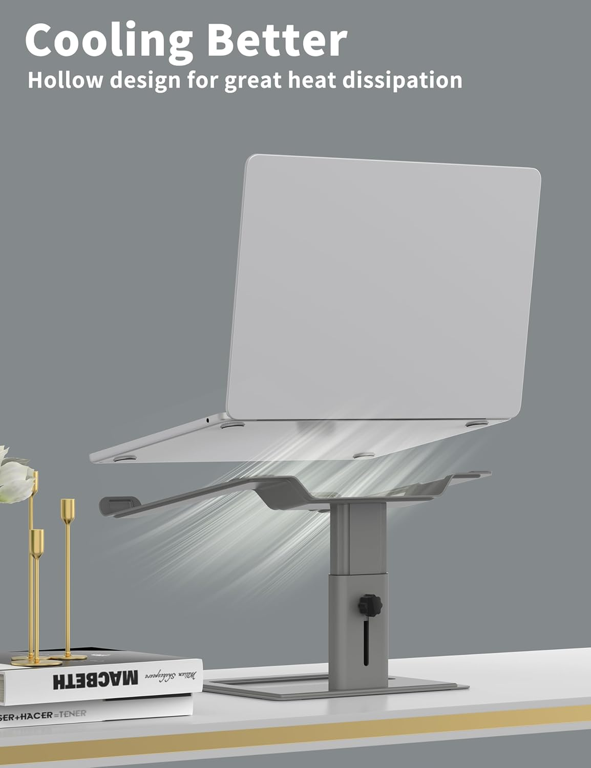 Soundance Adjustable Laptop Stand for Desk, Computer Stand, Ergonomic Laptop Riser Holder Compatible with 10 to 17.3 Inches Notebook PC Computer,Grey image number 3