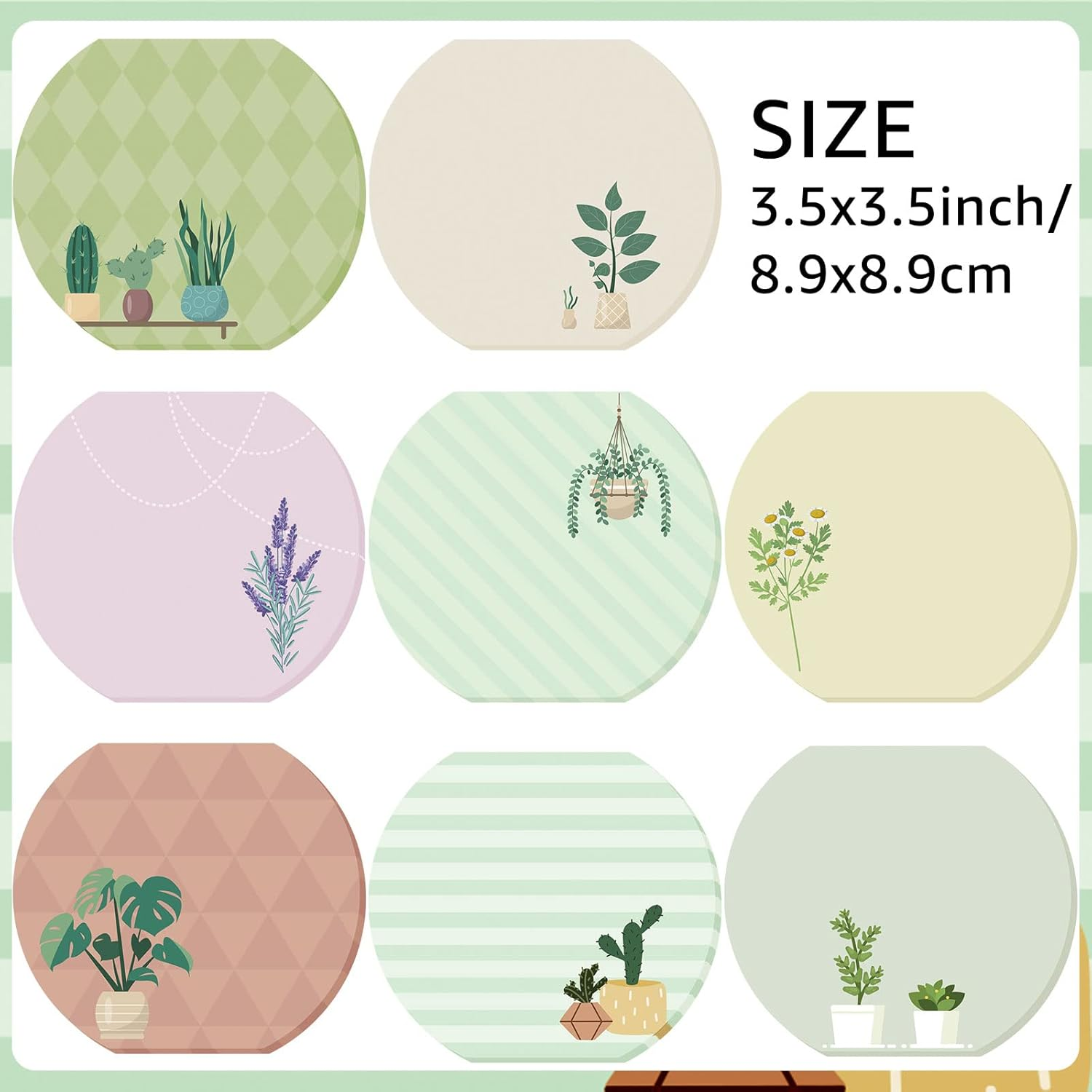 8 Pcs Plant Theme Cute Notes Pad Color Sticky Funny Note Pad List Stylish Practical Cute Notepads for Office Home Supplies, 50 Sheets per Piece(Plant) image number 5