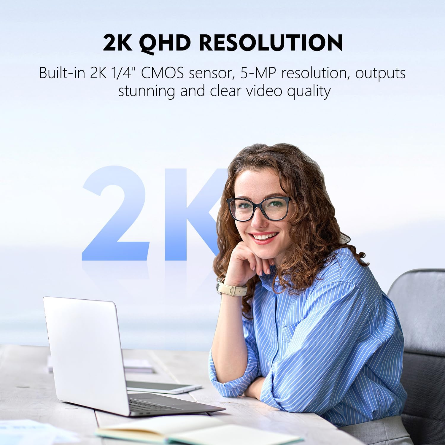 TOALLIN 2K QHD Webcam with Windows Hello, Facial Recognition Web Camera, 5 Million Pixels, Auto-Focus Computer Camera, USB Webcam with Microphone & Privacy Shutter image number 1