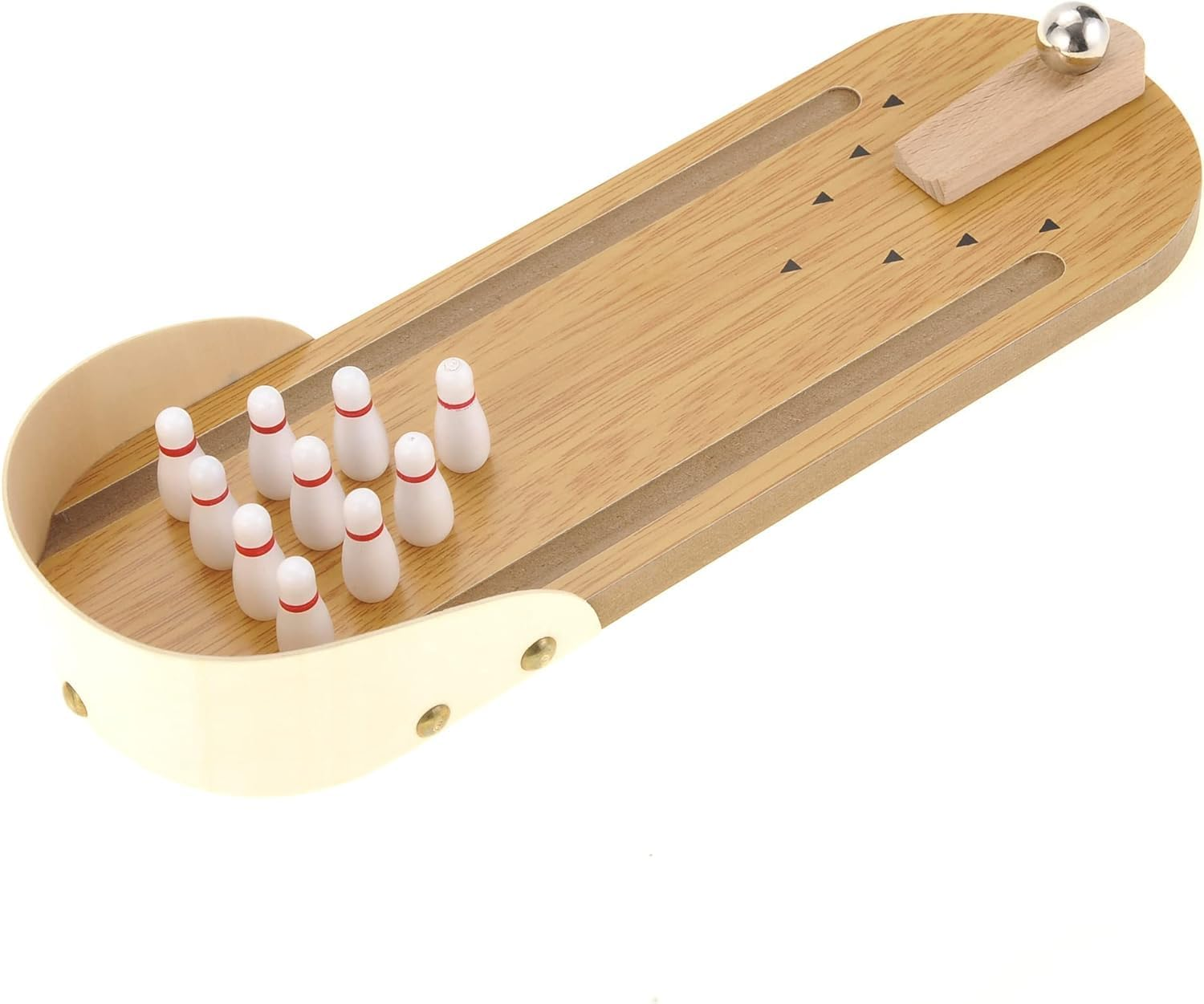 Tabletop Mini Bowling Game Set, Tabletop Wooden Board Mini Arcade Desktop Tiny Bowling Shooting Alley Office Desk Stress Relief Gadgets Small Finger Toys Fun Gag Gifts for Menwomen Kids Teens Boys image number 1
