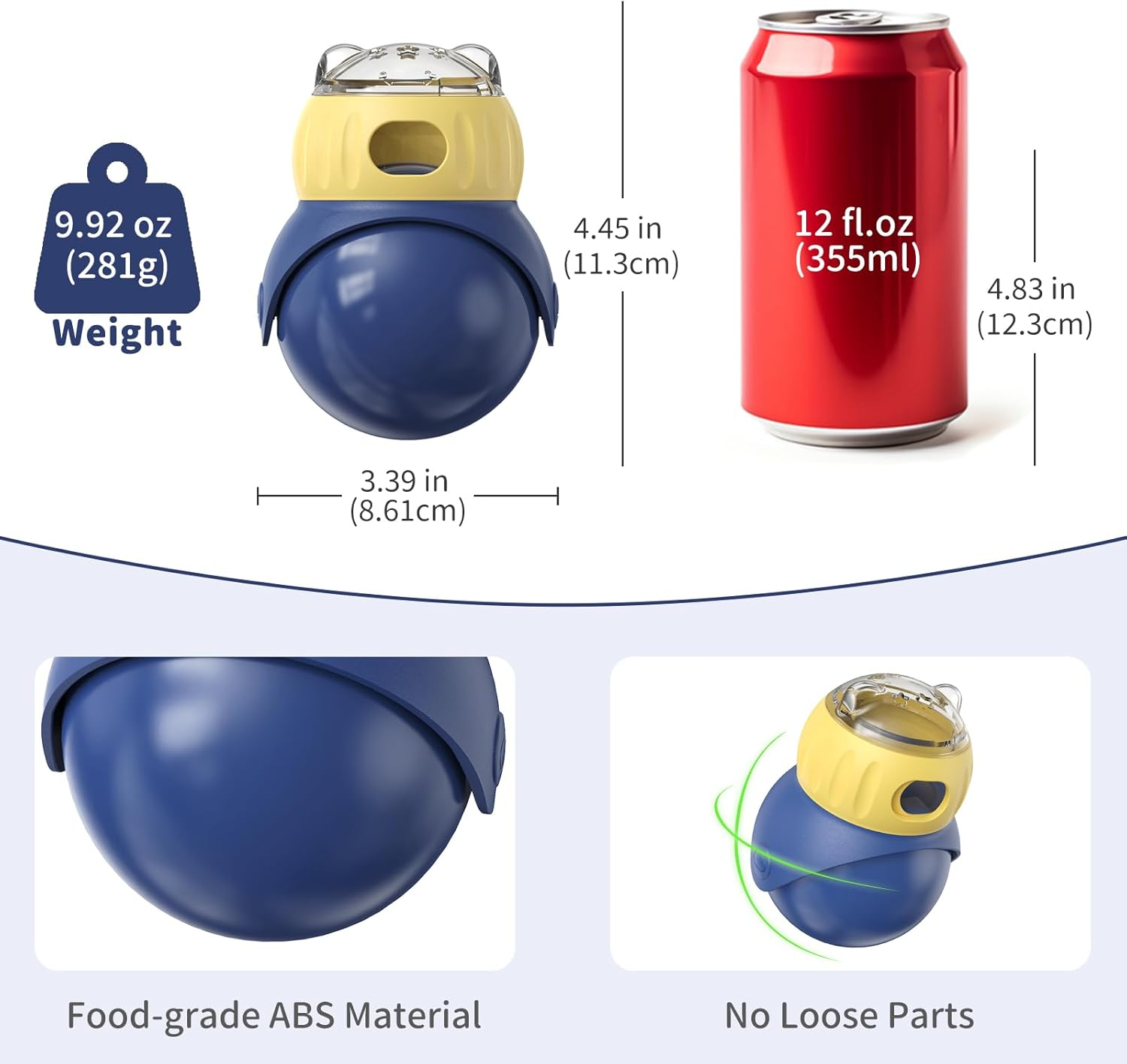 Joybruko Interactive Cat Toys Treat Puzzle - for Indoor Cats Weight Loss Wobble Tumbler Feeder Food Dispenser, Fun Sliding Rolling, Enrichment Portion Control Slow Feeder for Kittens & Adult Cats image number 2