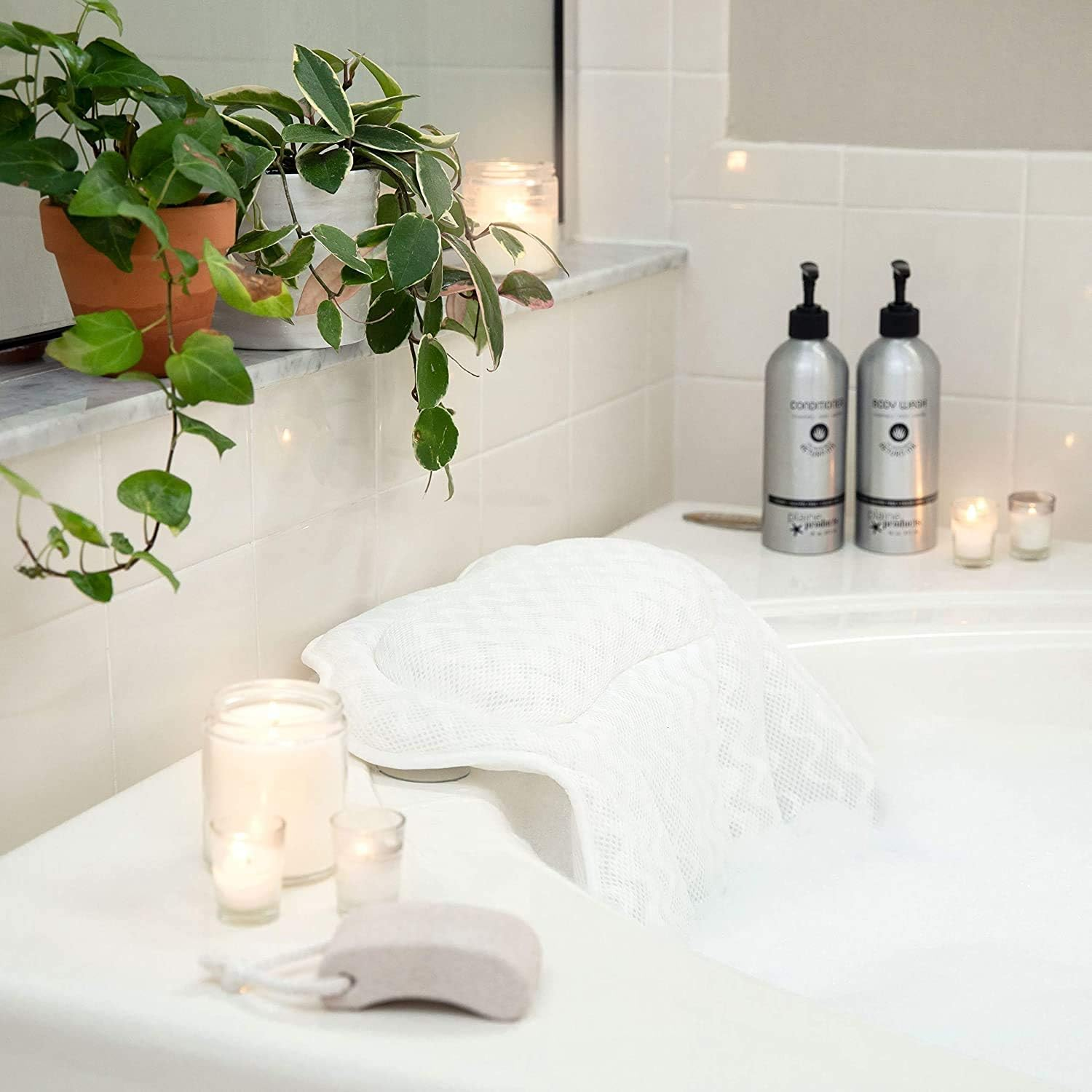 Bath Pillow, Bathtub Cushion for Neck, Helps Support Head, Back, Shoulder and Neck, Fits All Bathtub, Hot Tub and Home Spa - Extra Thick, Soft and Quick Dry 4D Mesh Fabric image number 1