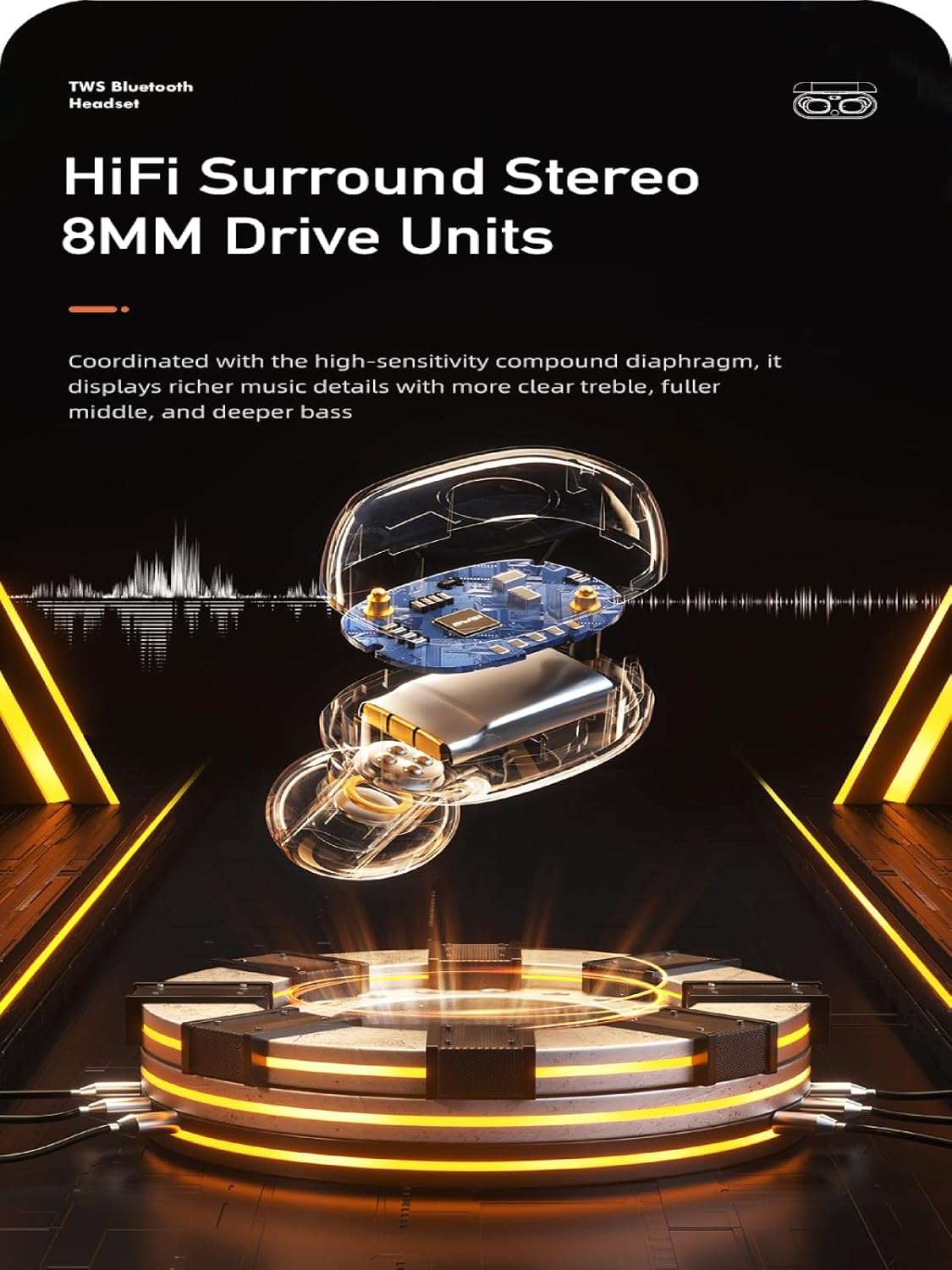 AWEI T13 Pro Wireless Earbuds Bluetooth, in Ear Buds Ligh Weight Headphones, Earbuds Wireless Bluetooth IPX6 Waterproof, 300Mah Headphone Charging Pod 36 Hrs Playtime, Clear Calls Earphones Purple image number 2