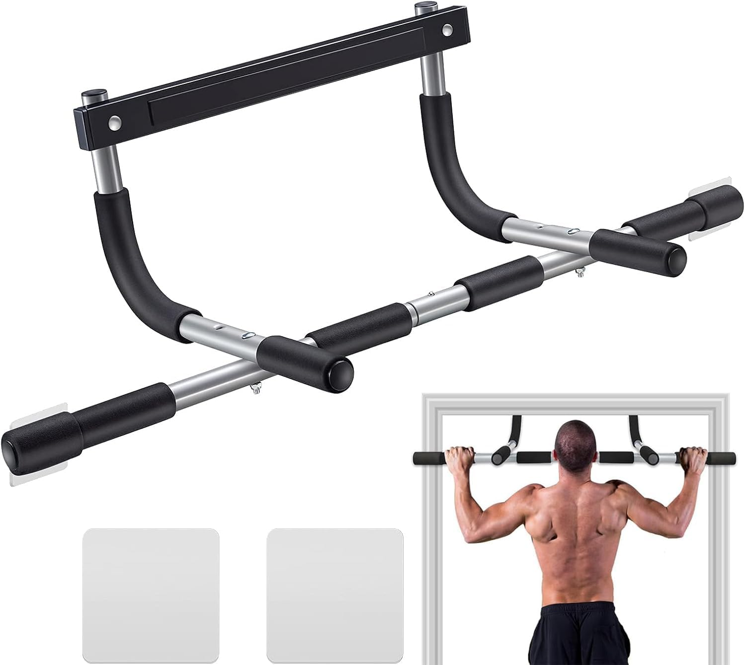 Pull up Bar for Doorway, Thickened Steel Max Limit 450 Lbs Upper Body Fitness Workout Bar, Multi-Grip Strength for Doorway, Indoor Adjustable Width Chin-Up Bar Fitness Trainer for Home Gym Portable image number 5