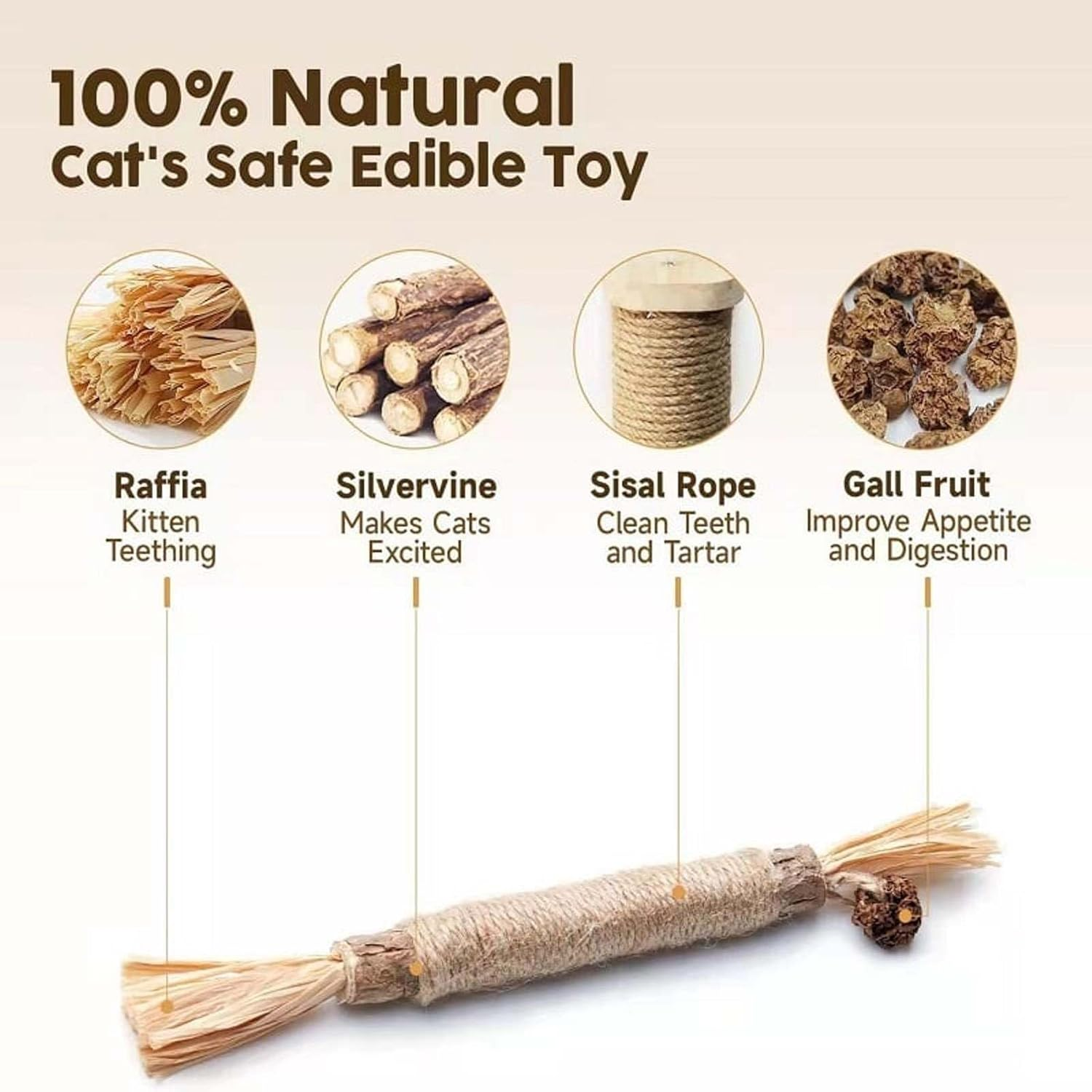 Natural Silvervine Stick Cat Chew Toy - Safe and Fun Dental Treat for Cats/206 image number 4