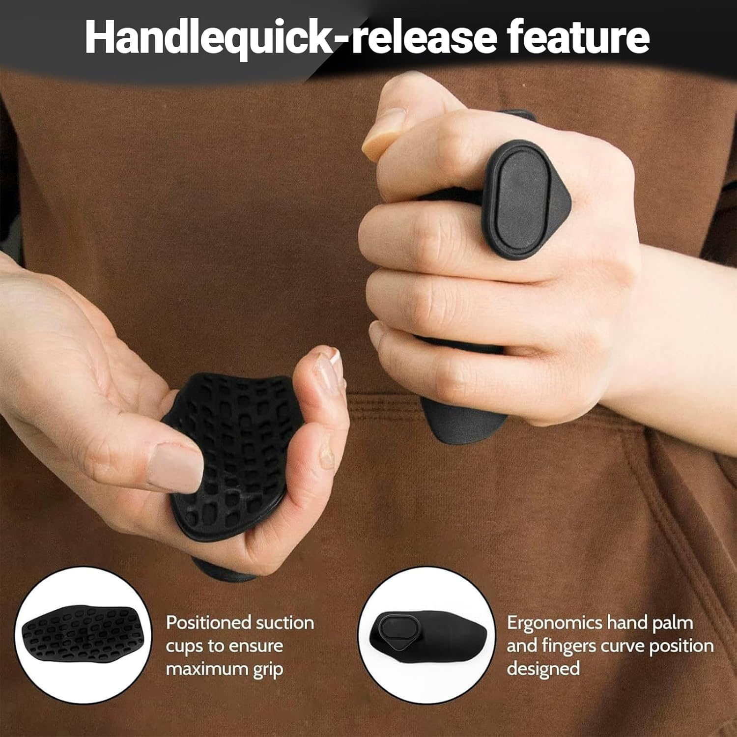 JOWILIN Anti-Slip Workout Grips, 1 Pairs Ergonomic Rubber Hand Protector Gym Grips Pads for Weight Lifting, Pull-Ups, Deadliftss, Rows, Gym Training and Exercise for Men, Women image number 2