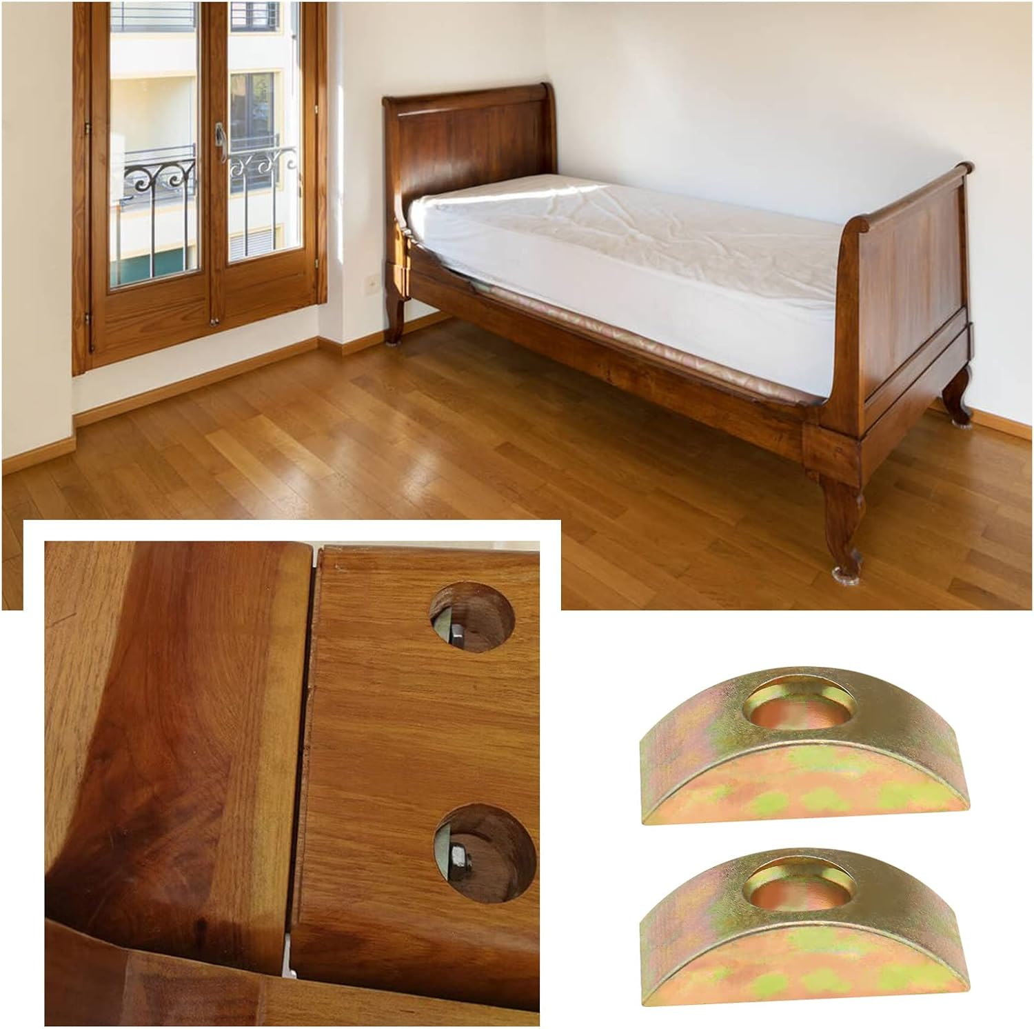 Emsea 40PCS Half Moon Nuts Furniture Connector Nuts Spacer Washer for Connect Furniture Bed Frame Wardrobe Cabinet Table Bunk Bed 8Mm Hole Diameter image number 5