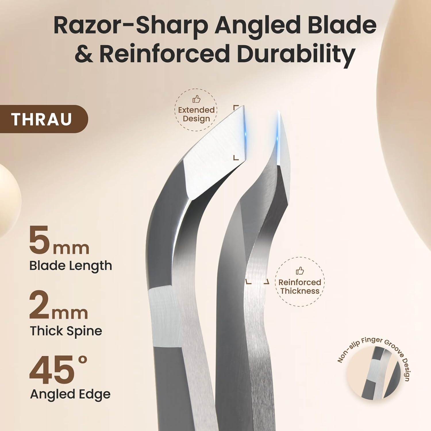 THRAU Professional Cuticle Trimmer, Stainless Steel Cuticle Nipper Cutter for Dead Skin, Manicure & Pedicure Tools for Fingernails & Toenails image number 2