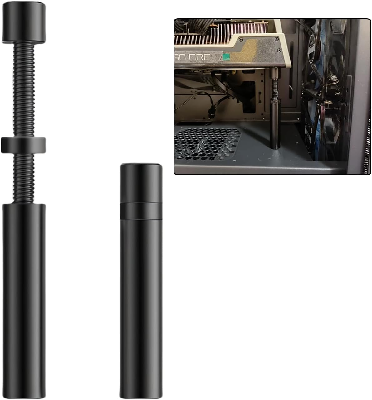 Durable All-Aluminum GPU Support Bracket, Adjustable Graphics Card Holder with Hidden Magnet Base, Prevents Video Card Sag for Long Power Supply Bays, Tool-Free Fixing Module (Large)