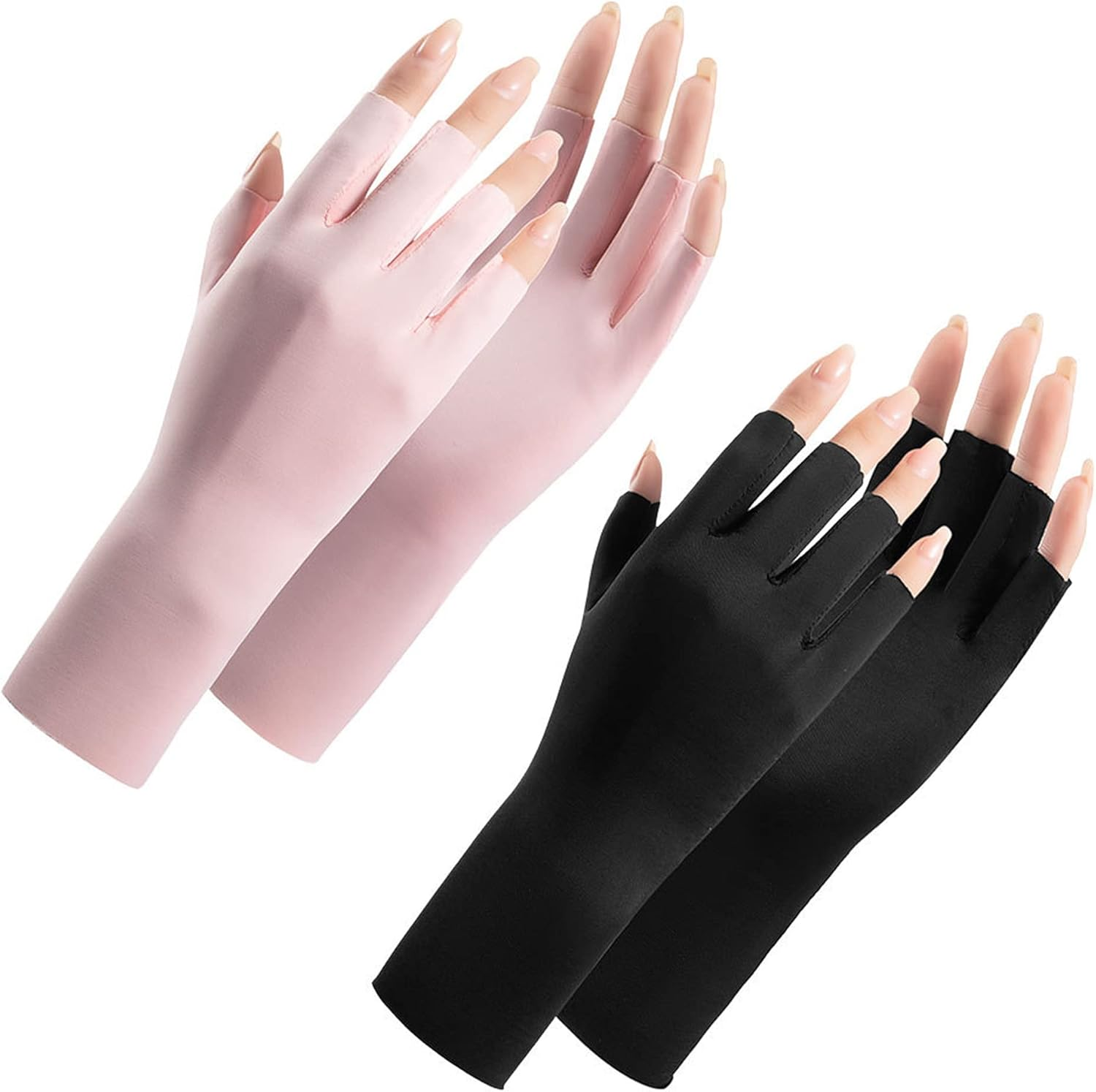 Women Fingerless Gloves Summer UV Protection Gloves Cool Ice Silk Gloves Sun Block Driving Gloves Unisex