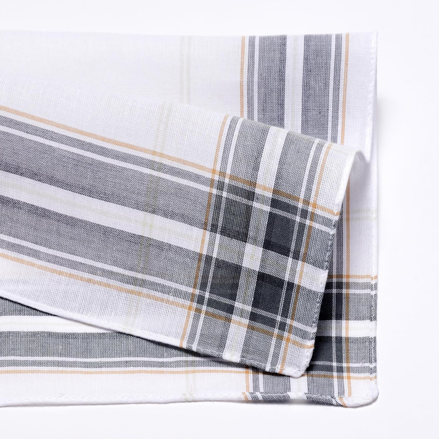 Merrysquare 9 Handkerchiefs for Men - 100% Cotton - White and Grey - 36 X 36 Cm - Model Lukas, 36 X 36 Cm