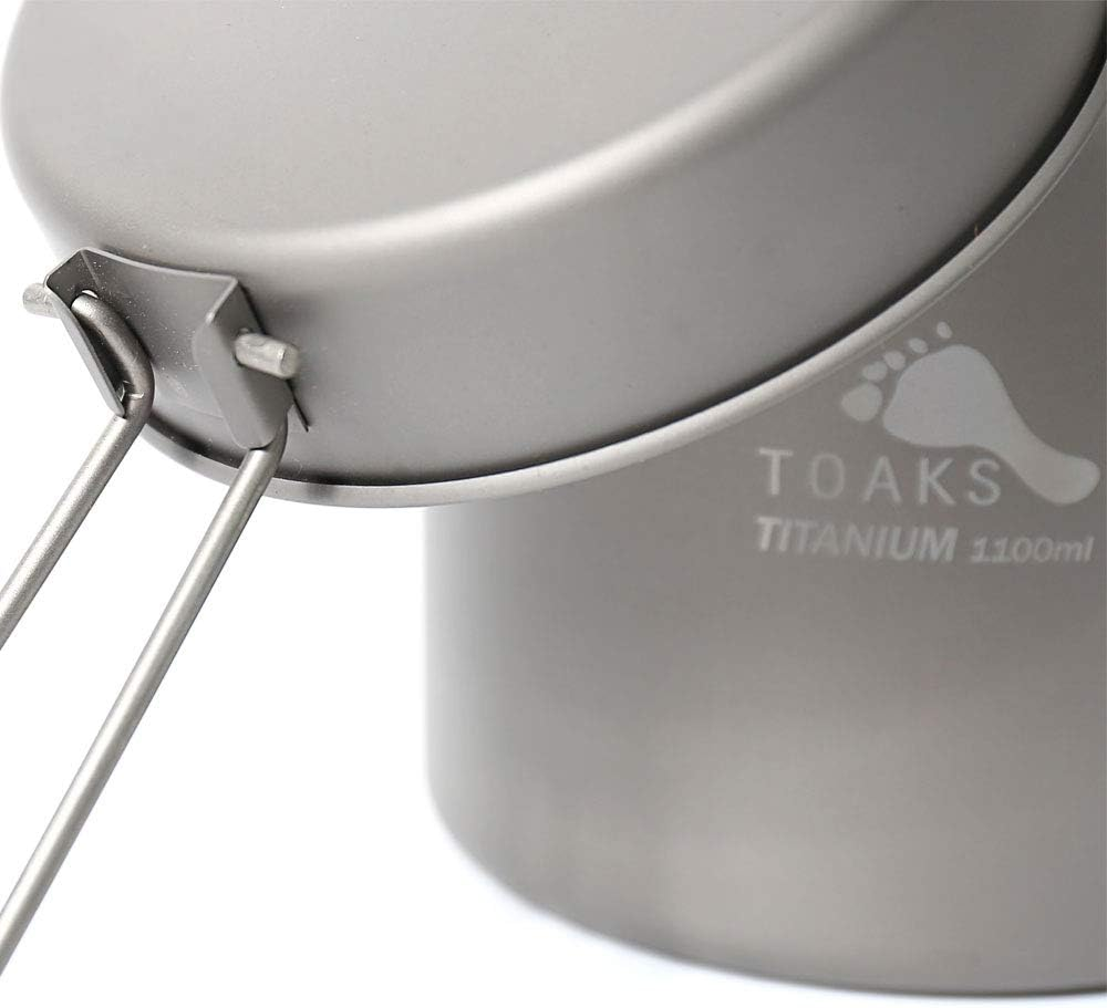 Toaks Titanium Outdoor Camping Pan, Hiking Cookware, Backpacking Cooking Picnic Bowl, Pot Pan Set, 1100Ml image number 6