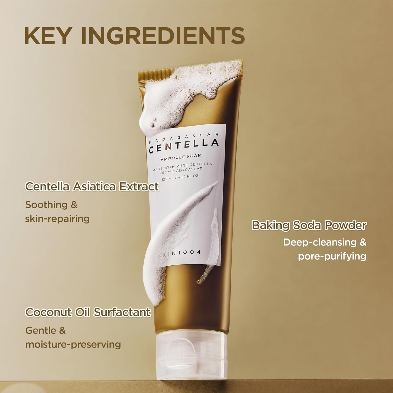 SKIN1004 Madagascar Centella Ampoule Foam, 125Ml, Korean Face Cleanser & Makeup Remover with Centella Asiatica, Facial Foam Cleanser for Daily Face Wash, Cleansing Foam for Skin Cleanliness & Softness, Korean Skincare image number 3