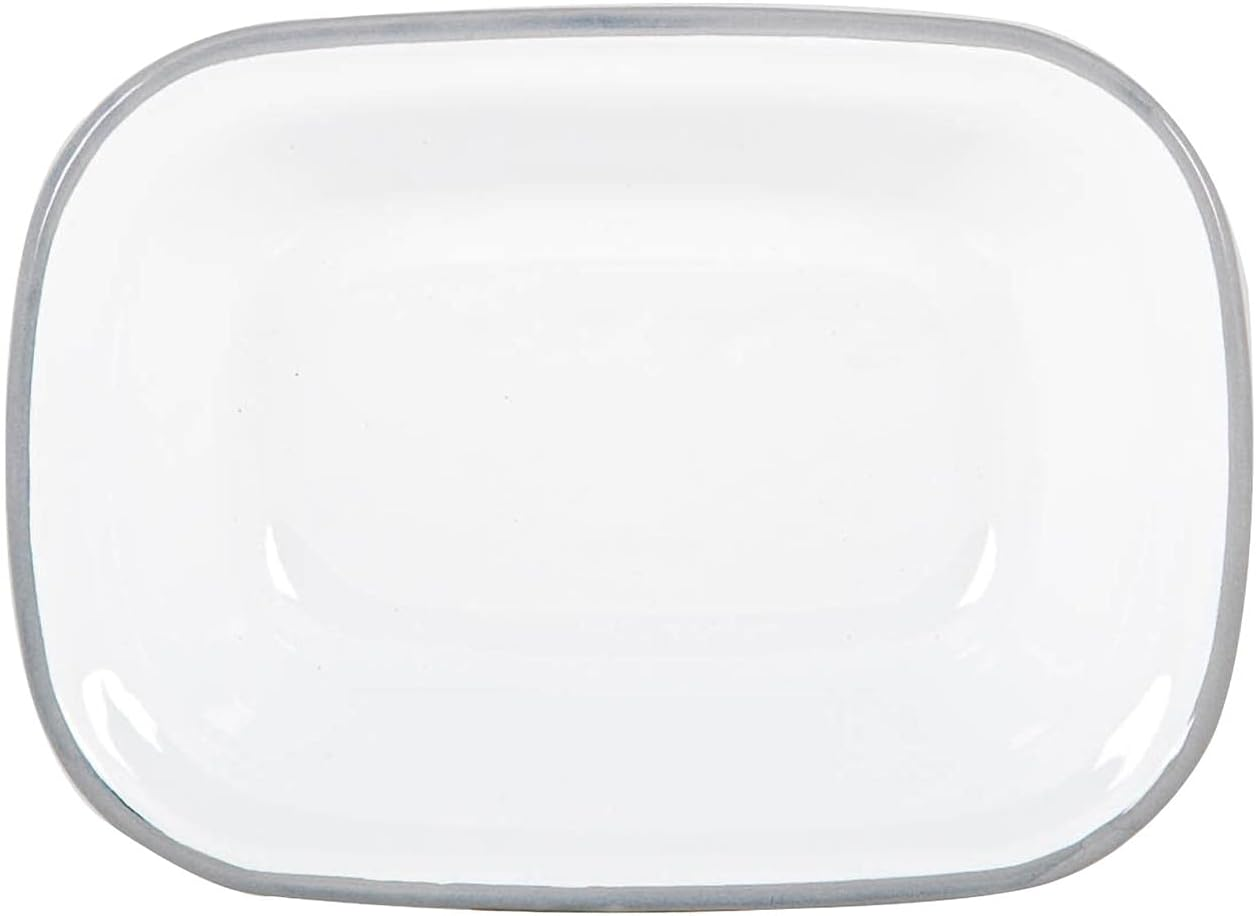 Argon Tableware 20Cm Enamel Pie Dish - Grey Rim - Dishwasher Safe Pie Dishes Enamel Cookware Oblong Pie Dish Oven Tray Bakeware Pastry Casserole Roasting Tin image number 4