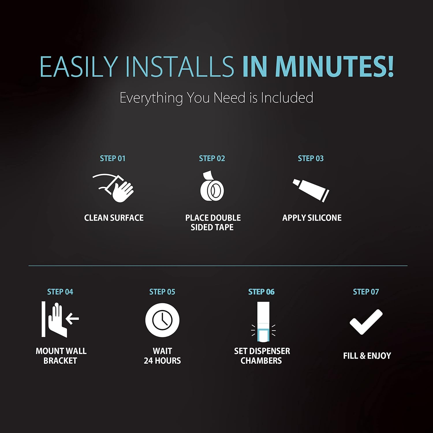 Better Living Products 77384 Clever Soap and Shower Triple Dispenser, Black/Chrome image number 6