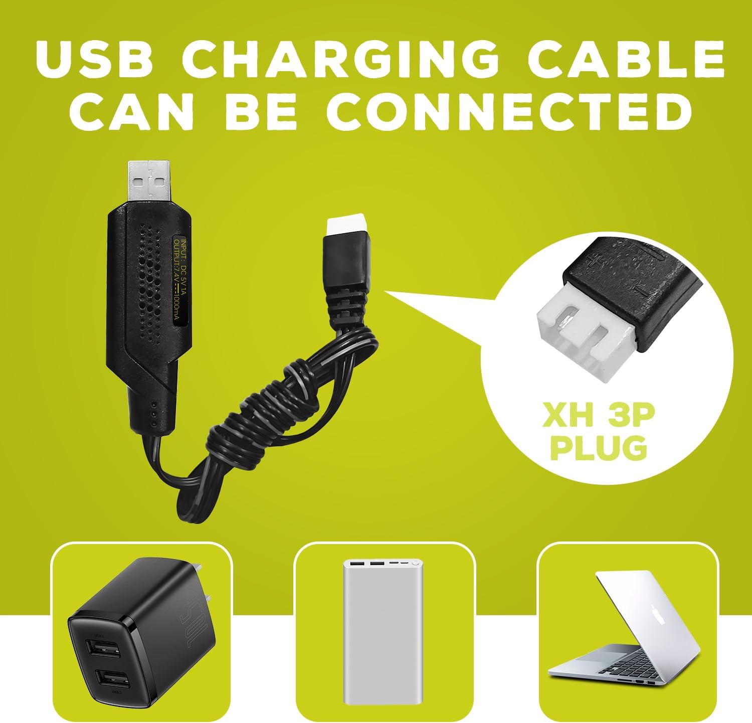 Fytoo 7.4V 5000Mah 2S Li Ion Battery with JST Plug and XT30 Plug with USB Charging Cable Suitable for TX16S, TX18S, RC4GS, RC6GS, TX12 RC Transmitter RC Car Truck Engineering Vehicle Battery image number 4
