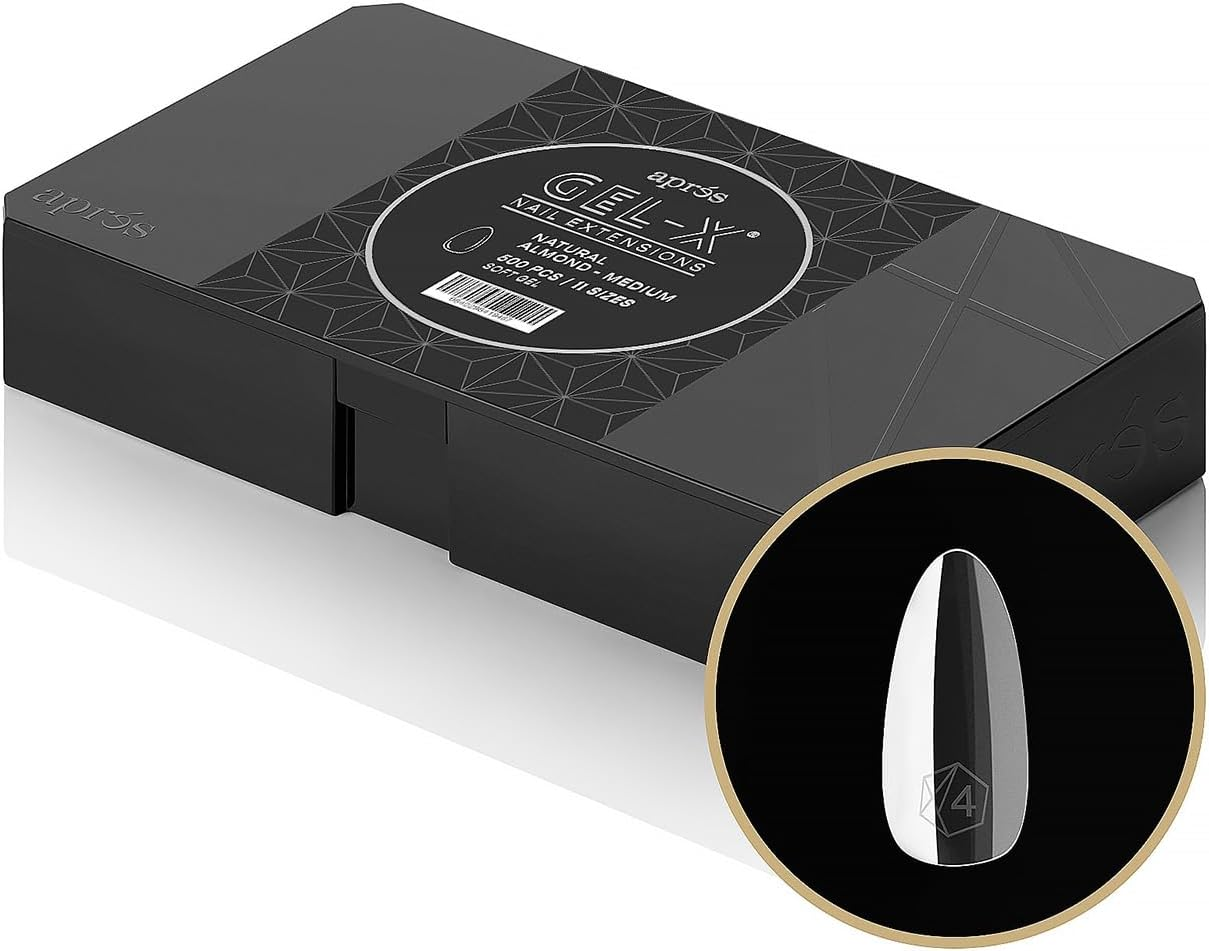 APR&Eacute;S Apres Gel-X&reg; Natural Almond Medium Tip Box | 500Pc Gel-X Tips, 11 Sizes 00-9, Premium Quality image number 1