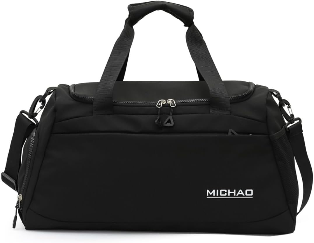 Gym Bag for Women Men,Waterproof Travel Duffle Carry on Shoulder Weekender Overnight Bag with Shoe Compartment & Wet Pocket, Tote Travel, Workout, Sport.Black image number 4