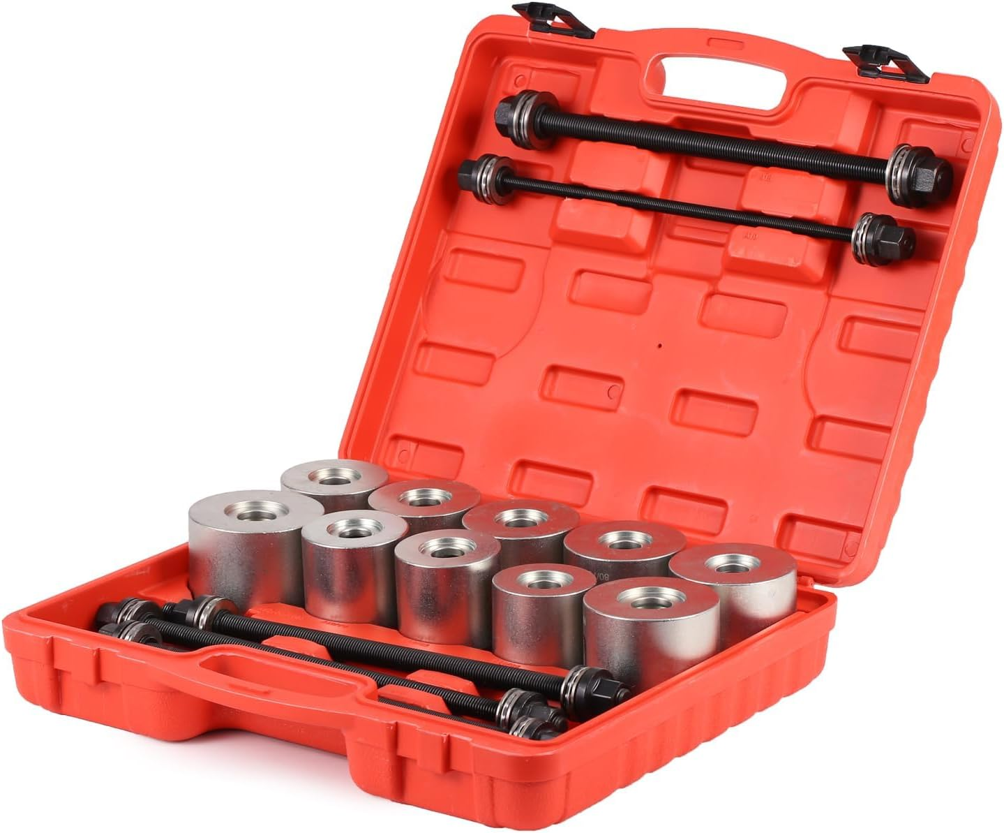 Bushing Press Kit, 27Pc Pull and Press Sleeve Kit for Most LCV HGV Engine Cars Vehicles, Universal Seal Bearing Bushing Removal Installation Tool Kit 5 Pulling Spindles with Nuts Case image number 2