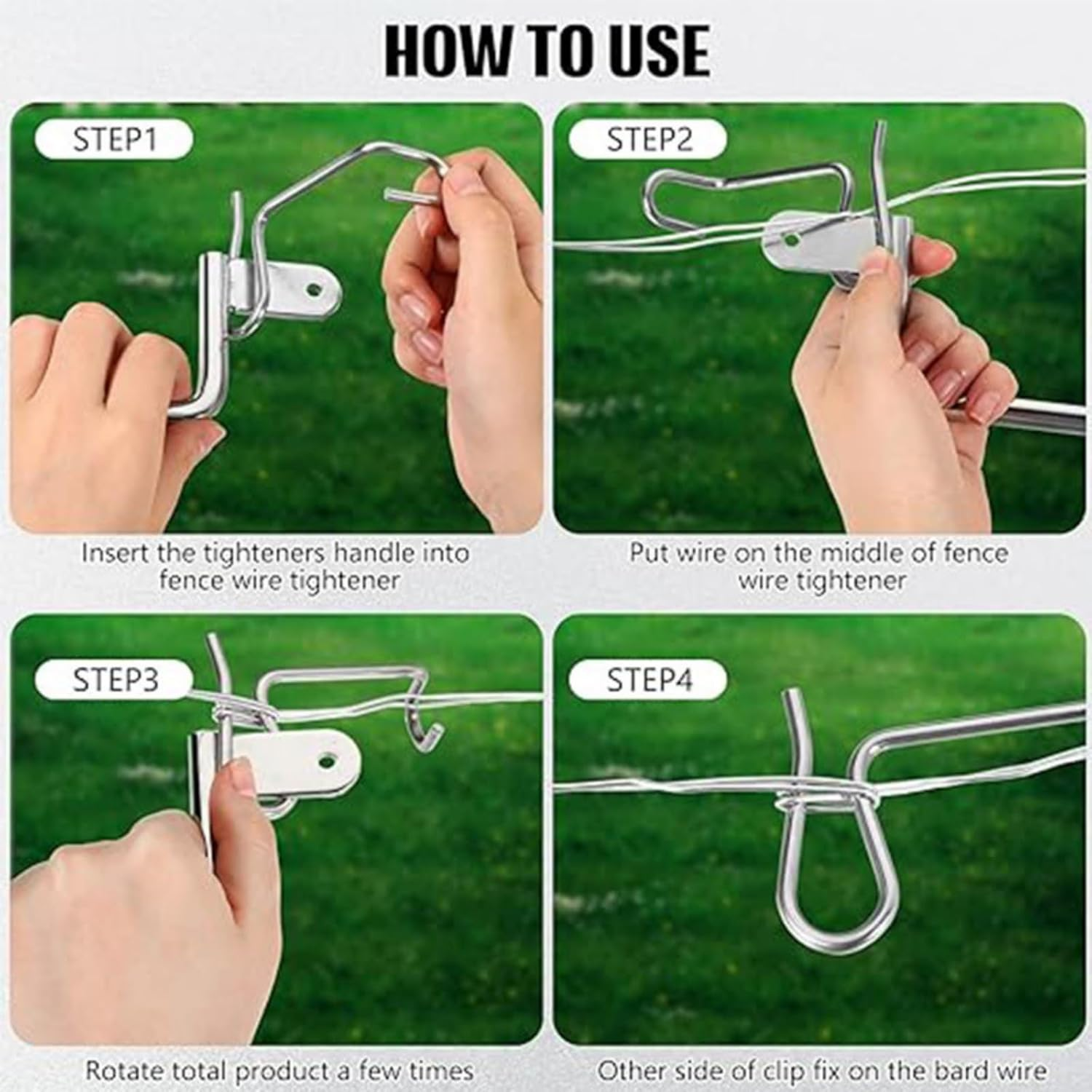 MTJNYZA Fence Wire Tensioner Tool, 20PCS Fence Wire Tightener with 1PCS Tighteners Handle, Barb Wire Fence Tools Wire Tensioner Tool for Wire Fence Farm Garden image number 6